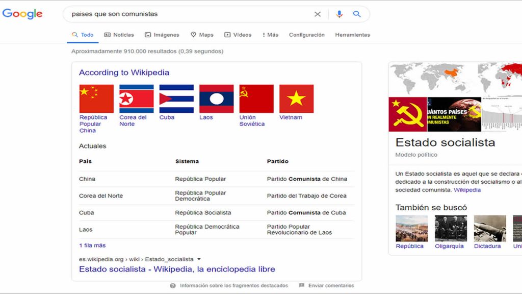 Google incluye a España en la lista de países comunistas 